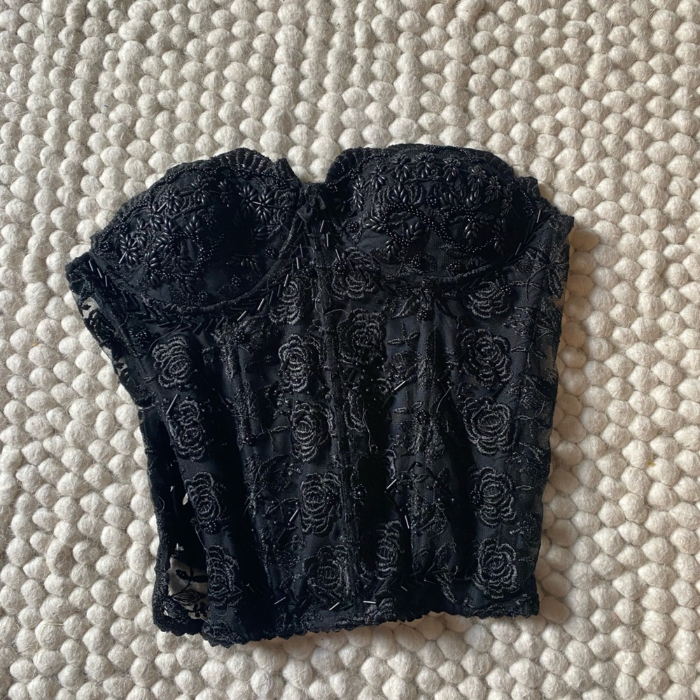 Vintage black beaded bustier
